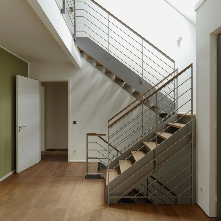 Plank floor and staircase in home